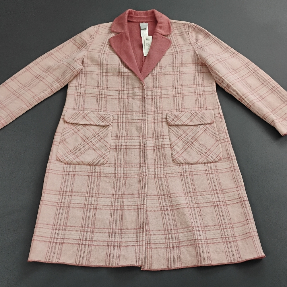Chico's Jacket Cozy Reversible Women's Size 2 Pink Plaid NWT $189